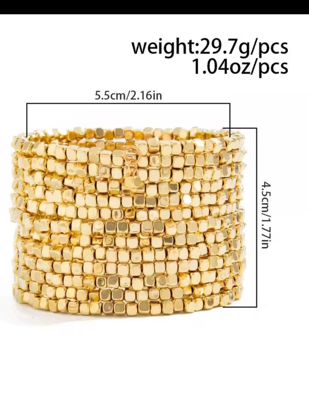 Luxury Silver Multi-Row Beaded Coil Bracelet - Picture 4 of 6